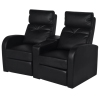 Sillón reclinable de 2 plazas de cuero artificial negro