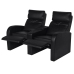 Sillón reclinable de 2 plazas de cuero artificial negro