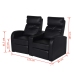 Sillón reclinable de 2 plazas de cuero artificial negro