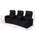 Sillón reclinable de 3 plazas de cuero artificial negro