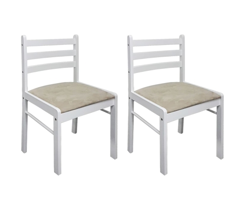 Sillas de comedor 2 uds madera maciza caucho terciopelo blanco