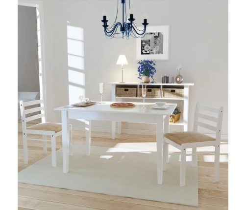 Sillas de comedor 2 uds madera maciza caucho terciopelo blanco