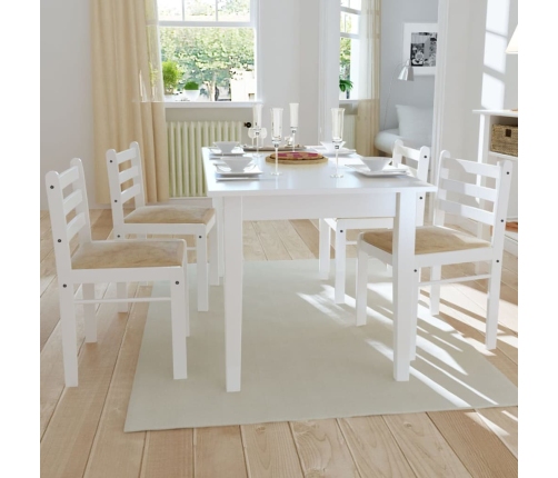 Sillas de comedor 4 uds madera maciza caucho terciopelo blanco