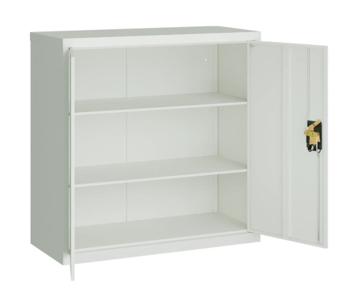 Armario de oficina 2 puertas 90 cm acero gris