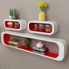 Estantes flotantes pared 3 pzas libros/DVD MDF blanco rojo