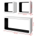 vidaXL Estantes flotantes pared 3 pzas libros/DVD MDF blanco negro