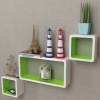 Estantes flotantes pared 3 pzas libros/DVD MDF blanco verde