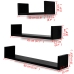 Estantes flotantes pared 3 pzas MDF negro forma U libros/DVD