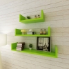 Estantes flotantes pared 3 pzas MDF verde forma U libros/DVD