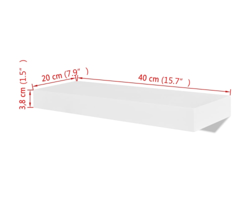 Estantes flotantes de pared 2 uds MDF blanco para libros/DVD