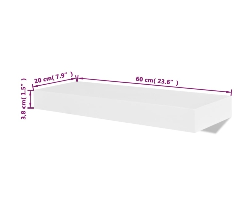 Estantes flotantes de pared 2 uds MDF blanco para libros/DVD