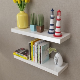 Estantes flotantes de pared 2 uds MDF blanco para libros/DVD