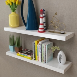 Estantes flotantes de pared 2 uds MDF blanco para libros/DVD