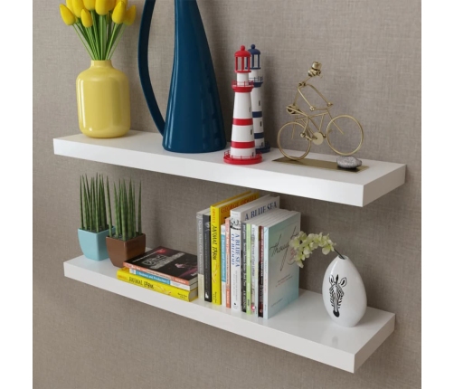 Estantes flotantes de pared 2 uds MDF blanco para libros/DVD