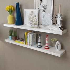 Estantes flotantes de pared 2 uds MDF blanco para libros/DVD