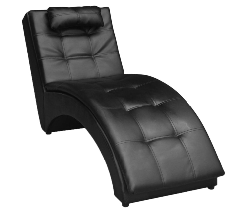 Diván con almohada de cuero sintético negro