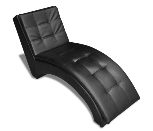 Diván con almohada de cuero sintético negro