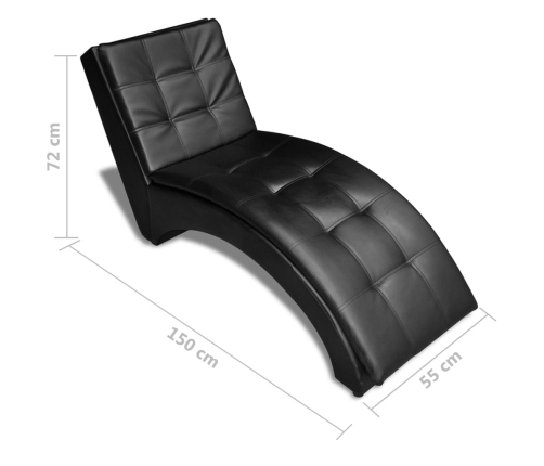 Diván con almohada de cuero sintético negro