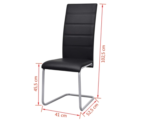 Sillas voladizas de comedor 2 unidades cuero sintético negro