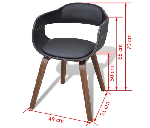 Sillas de comedor 4 uds madera curvada cuero sintético negro