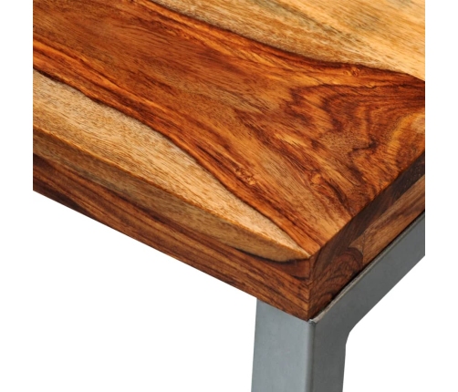 Mesa consola de madera de sheesham maciza con patas de acero