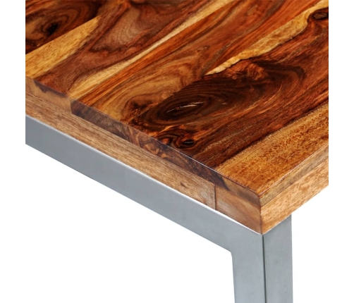 Mesa de comedor con patas de acero y madera maciza de sheesham