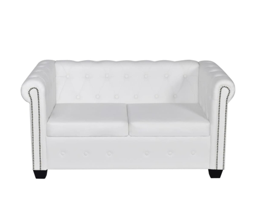 Sofá Chesterfield de 2 plazas cuero sintético blanco