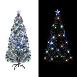 Árbol de Navidad artificial con soporte/LED fibra óptica 150 cm