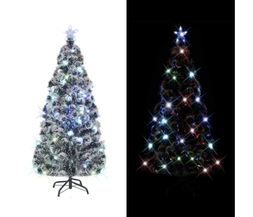 Árbol de Navidad artificial con soporte/LED fibra óptica 150 cm