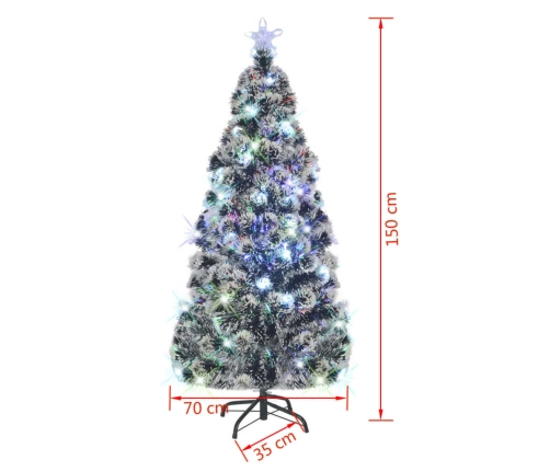 Árbol de Navidad artificial con soporte/LED fibra óptica 150 cm