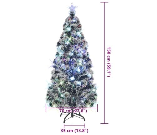 Árbol de Navidad artificial con soporte/LED fibra óptica 150 cm