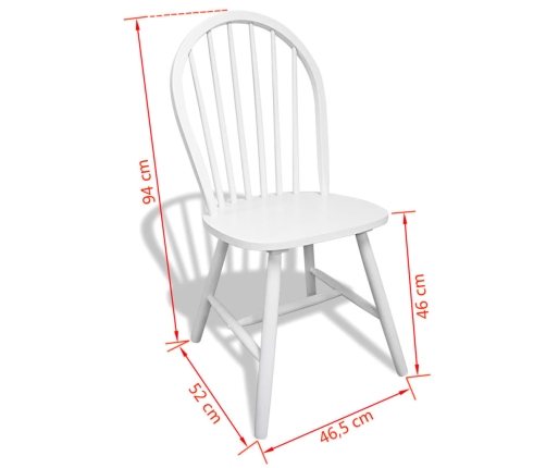 Sillas de comedor 6 unidades madera maciza de caucho blanco