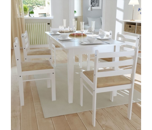 Sillas de comedor 6 unidades madera maciza y terciopelo blanco