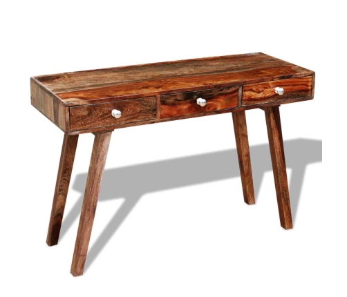 Mesa consola con 3 cajones madera maciza sheesham 76 cm