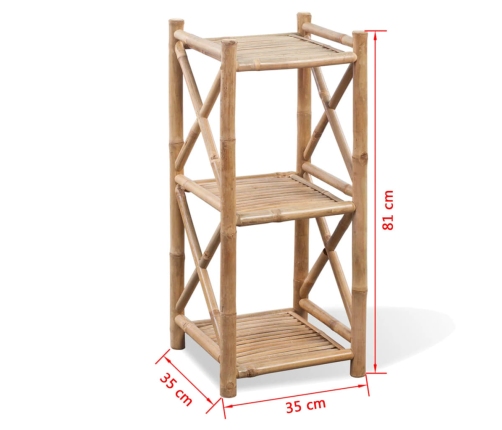 Estantería cuadrada de 3 niveles de bambú
