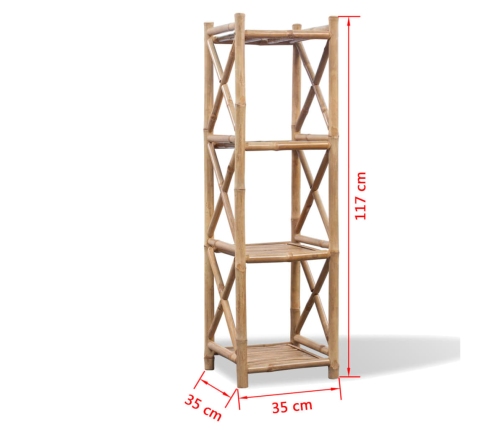 Estantería de Bambú Cuadrada de 4 Niveles