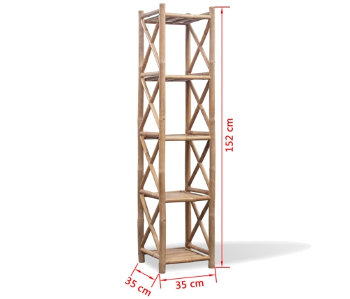 Estantería cuadrada de 5 niveles de bambú