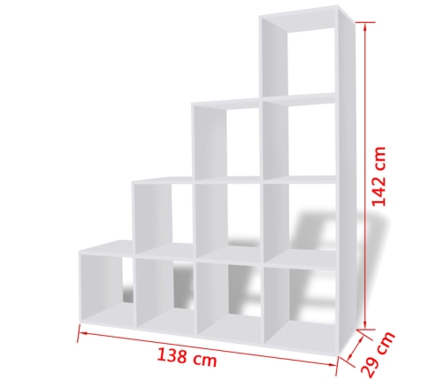 Estantería librería en forma de escalera 142 cm blanca