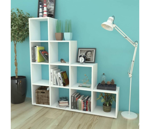 Estantería librería en forma de escalera 142 cm blanca