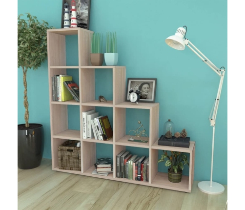 vidaXL Estantería librería en forma de escalera 142 cm color roble