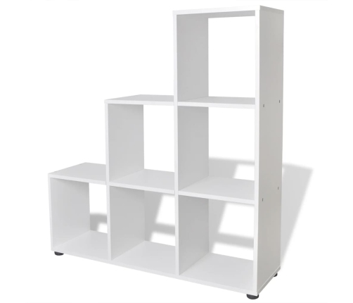 Estantería librería en forma de escalera 107 cm blanca