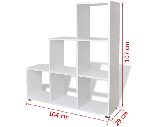 Estantería librería en forma de escalera 107 cm blanca