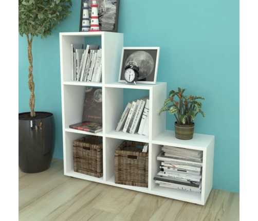 Estantería librería en forma de escalera 107 cm blanca