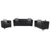 vidaXL Conjunto de sofás de 2 y 3 plazas y sillón de cuero artificial negro