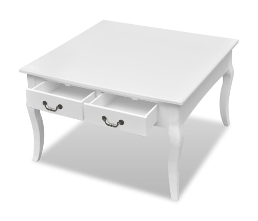 Mesa de centro con 4 cajones blanco