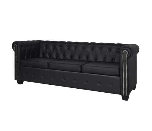 vidaXL Sofás Chesterfield de 2 y 3 plazas cuero sintético negro