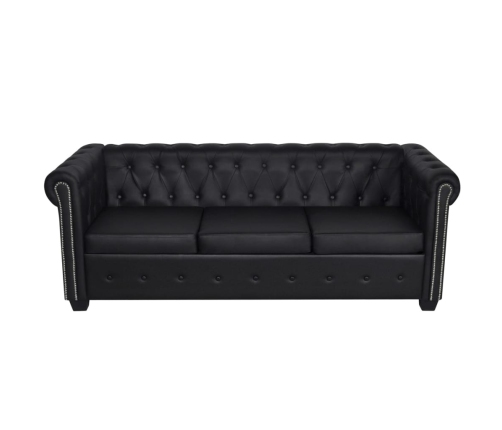 vidaXL Sofás Chesterfield de 2 y 3 plazas cuero sintético negro