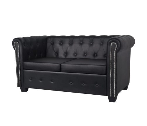 vidaXL Sofás Chesterfield de 2 y 3 plazas cuero sintético negro