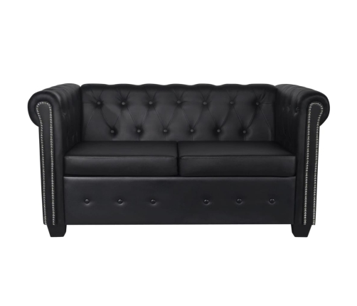 vidaXL Sofás Chesterfield de 2 y 3 plazas cuero sintético negro