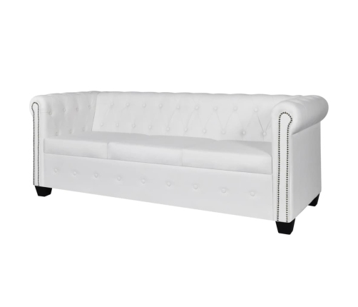 Sofás Chesterfield de 2 y 3 plazas cuero sintético blanco